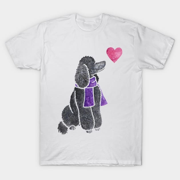 Watercolour Poodle T-Shirt by animalartbyjess